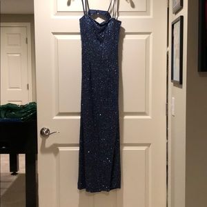 Blue fully beaded gown size M
